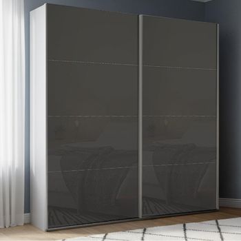 Beluga Extra Silk Grey and Basalt Glass 181cm 2 Door Sliding Wardrobe