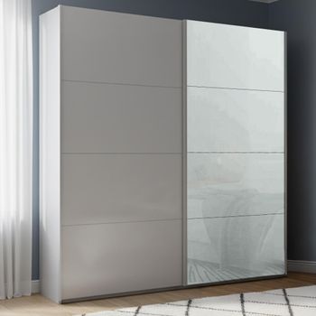Beluga Extra Silk Grey and Silk Grey Glass Front 181cm 2 Door Sliding Wardrobe