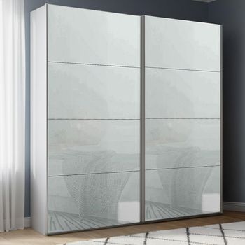 Beluga Extra Silk Grey and Silk Grey Glass 181cm 2 Door Sliding Wardrobe