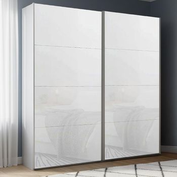 Beluga Extra Silk Grey and White Glass 181cm 2 Door Sliding Wardrobe