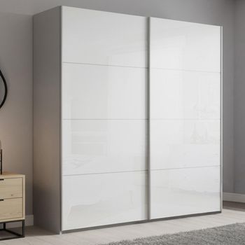 Beluga Extra Silk Grey and White High Gloss 181cm 2 Door Sliding Wardrobe