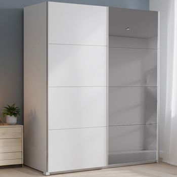 Beluga Extra Grey Mirror Alpine White 181cm 2 Door Sliding Wardrobe