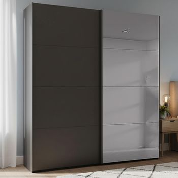 Beluga Extra Grey Mirror Graphite 181cm 2 Door Sliding Wardrobe
