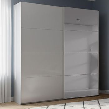 Beluga Extra Grey Mirror Silk Grey 181cm 2 Door Sliding Wardrobe