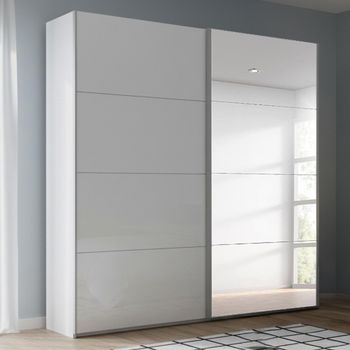 Beluga Extra Alpine White and White High Gloss 181cm 2 Door Mirror Sliding Wardrobe