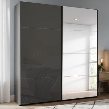 Beluga Extra Graphite and Basalt Glass 181cm 2 Door Mirror Sliding Wardrobe