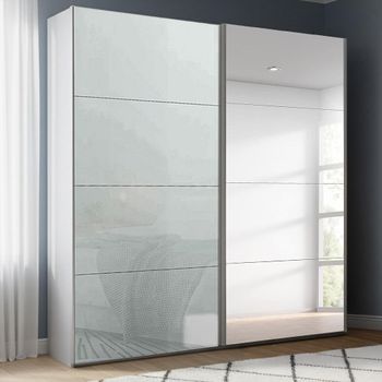 Beluga Extra Silk Grey and Silk Grey Glass 181cm 2 Door Mirror Sliding Wardrobe