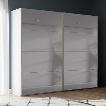 Beluga Extra Grey Mirrored Alpine White 226cm 2 Door Sliding Wardrobe