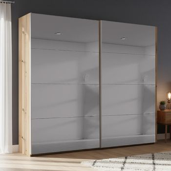 Beluga Extra Grey Mirrored Artisan Oak 226cm 2 Door Sliding Wardrobe