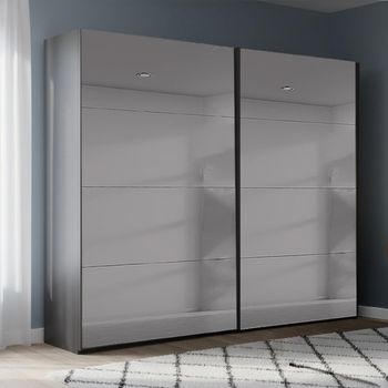 Beluga Extra Grey Mirrored Graphite 226cm 2 Door Sliding Wardrobe