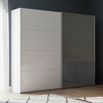 Beluga Extra Alpine White and Basalt Glass Front 226cm 2 Door Sliding Wardrobe