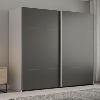 Beluga Extra Alpine White and Graphite 226cm 2 Door Sliding Wardrobe