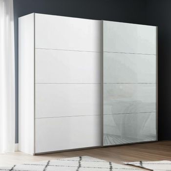 Beluga Extra Alpine White and Silk Grey Glass Front 226cm 2 Door Sliding Wardrobe