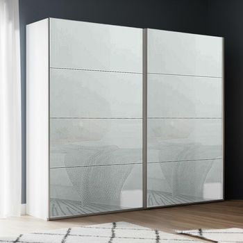 Beluga Extra Alpine White and Silk Grey Glass 226cm 2 Door Sliding Wardrobe