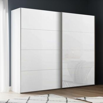 Beluga Extra Alpine White and White Glass Front 226cm 2 Door Sliding Wardrobe