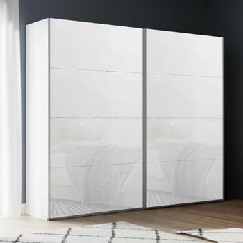 Beluga Extra Alpine White and White Glass 226cm 2 Door Sliding Wardrobe