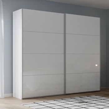 Beluga Extra Alpine White and White High Gloss 226cm 2 Door Sliding Wardrobe