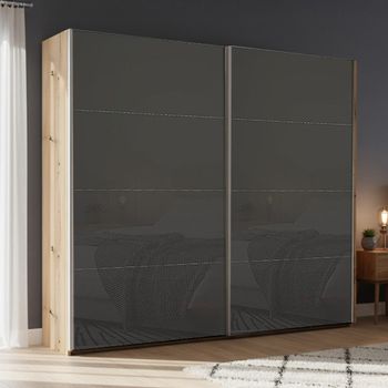 Beluga Extra Artisan Oak and Basalt Glass 226cm 2 Door Sliding Wardrobe