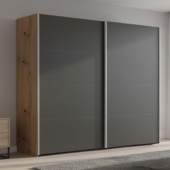 Beluga Extra Artisan Oak and Graphite 226cm 2 Door Sliding Wardrobe
