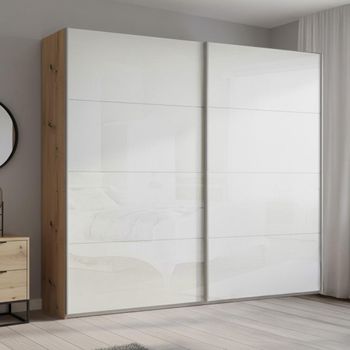 Beluga Extra Artisan Oak and White High Gloss 226cm 2 Door Sliding Wardrobe