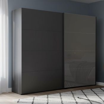 Beluga Extra Graphite and Basalt Glass Front 226cm 2 Door Sliding Wardrobe
