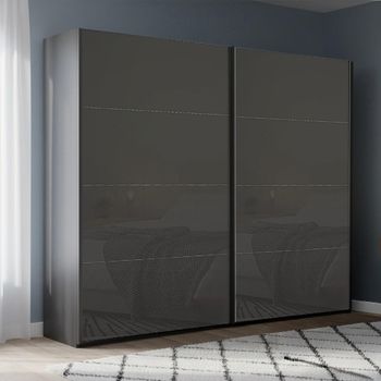 Beluga Extra Graphite and Basalt Glass 226cm 2 Door Sliding Wardrobe