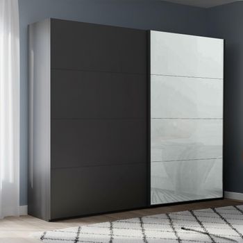 Beluga Extra Graphite and Silk Grey Glass Front 226cm 2 Door Sliding Wardrobe