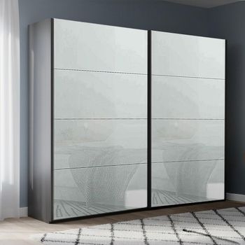 Beluga Extra Graphite and Silk Grey Glass 226cm 2 Door Sliding Wardrobe