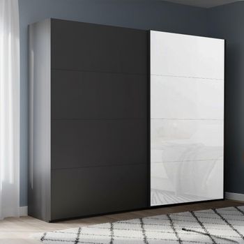 Beluga Extra Graphite and White Glass Front 226cm 2 Door Sliding Wardrobe
