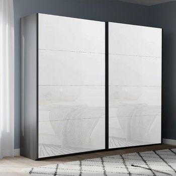 Beluga Extra Graphite and White Glass 226cm 2 Door Sliding Wardrobe