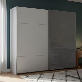 Beluga Extra Silk Grey and Basalt Glass Front 226cm 2 Door Sliding Wardrobe