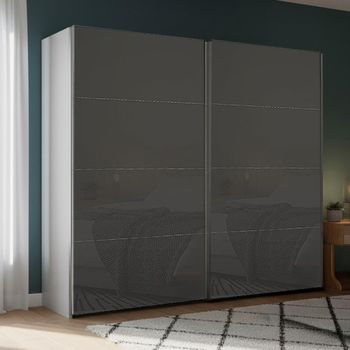 Beluga Extra Silk Grey and Basalt Glass 226cm 2 Door Sliding Wardrobe