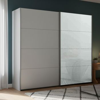 Beluga Extra Silk Grey and Silk Grey Glass Front 226cm 2 Door Sliding Wardrobe