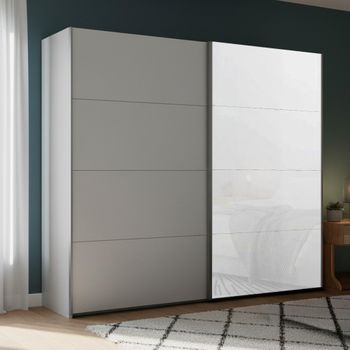 Beluga Extra Silk Grey and White Glass Front 226cm 2 Door Sliding Wardrobe