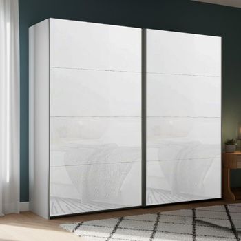 Beluga Extra Silk Grey and White Glass 226cm 2 Door Sliding Wardrobe