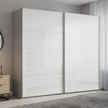 Beluga Extra Silk Grey and White High Gloss 226cm 2 Door Sliding Wardrobe