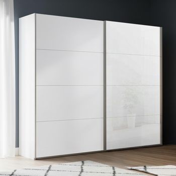 Beluga Extra White High Gloss and Alpine White Front 226cm 2 Door Sliding Wardrobe