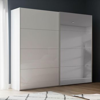Beluga Extra Grey Mirror Alpine White 226cm 2 Door Sliding Wardrobe