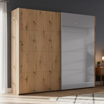 Beluga Extra Grey Mirror Artisan Oak 226cm 2 Door Sliding Wardrobe