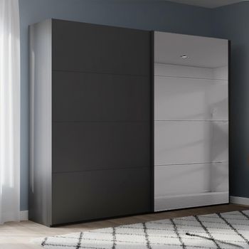Beluga Extra Grey Mirror Graphite 226cm 2 Door Sliding Wardrobe