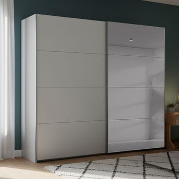 Beluga Extra Grey Mirror Silk Grey 226cm 2 Door Sliding Wardrobe