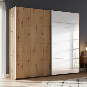 Beluga Extra Artisan Oak 226cm 2 Door Mirror Sliding Wardrobe