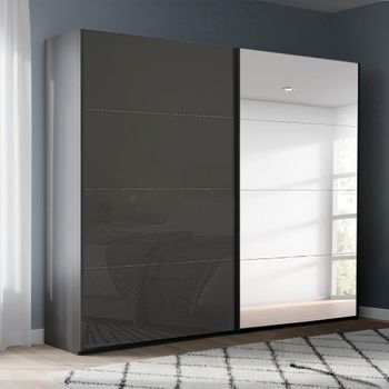 Beluga Extra Graphite and Basalt Glass 226cm 2 Door Mirror Sliding Wardrobe