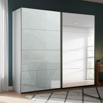 Beluga Extra Silk Grey and Silk Grey Glass 226cm 2 Door Mirror Sliding Wardrobe
