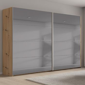 Beluga Extra Grey Mirrored Artisan Oak 271cm 2 Door Sliding Wardrobe