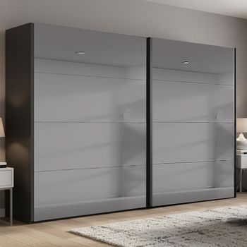 Beluga Extra Grey Mirrored Graphite 271cm 2 Door Sliding Wardrobe