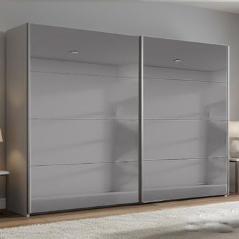 Beluga Extra Grey Mirrored Silk Grey 271cm 2 Door Sliding Wardrobe