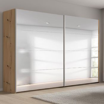Beluga Extra Mirrored Artisan Oak 271cm 2 Door Sliding Wardrobe