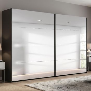Beluga Extra Graphite Mirrored 271cm 2 Door Sliding Wardrobe