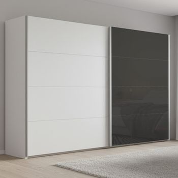 Beluga Extra Alpine White and Basalt Glass Front 271cm 2 Door Sliding Wardrobe